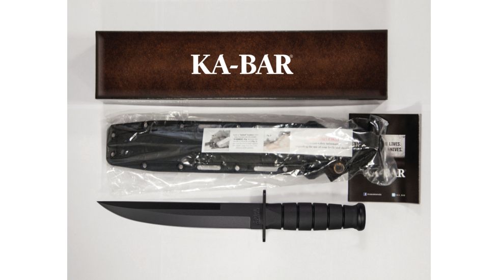 KA-BAR Knives Ka-Bar Modified Tanto Knife, Fixed Blade, 12.75in, 1095 Cro-Van Steel, Kraton G Handle, Black, 12.75, 1266