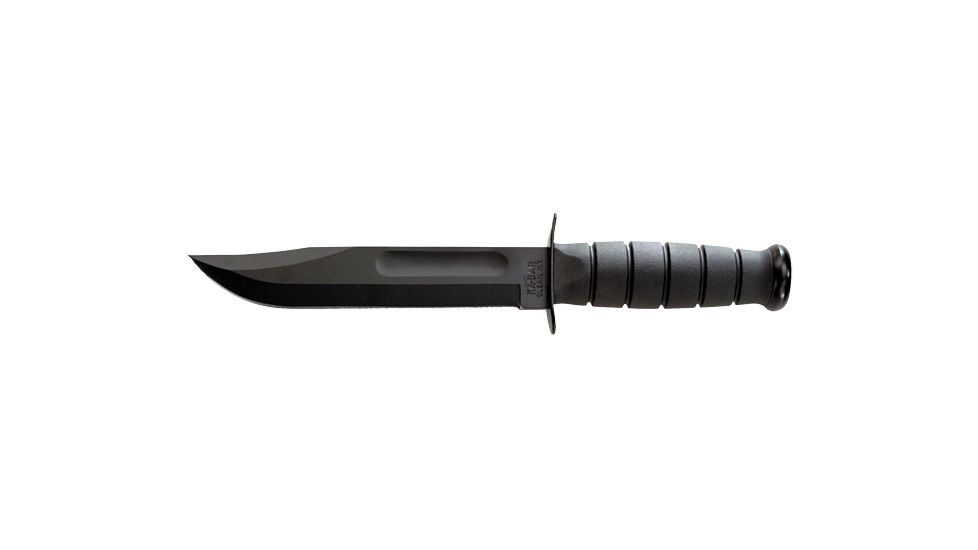Ka Bar Knives Kb1211 Plain 7in Black Knife Black Leather Sheath