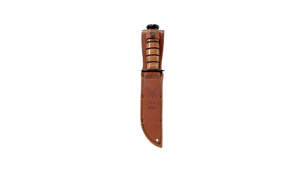 Ka Bar Knives Kb1225s Brown Leather Sheath Only For 1225 Usn Logo