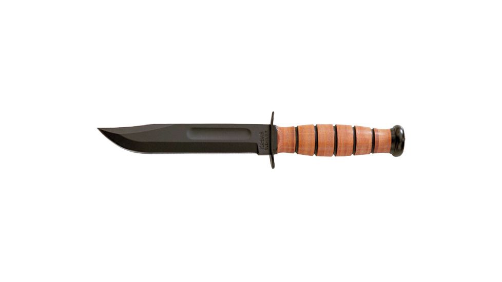 Ka Bar Knives Kb1250 Plain Short Usmc Knife With Leather Sheath