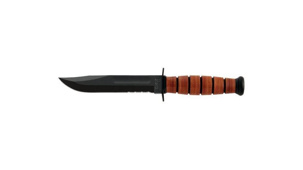 Ka Bar Knives Kb1252 Serrated Short Usmc Knife With Leather Sheath