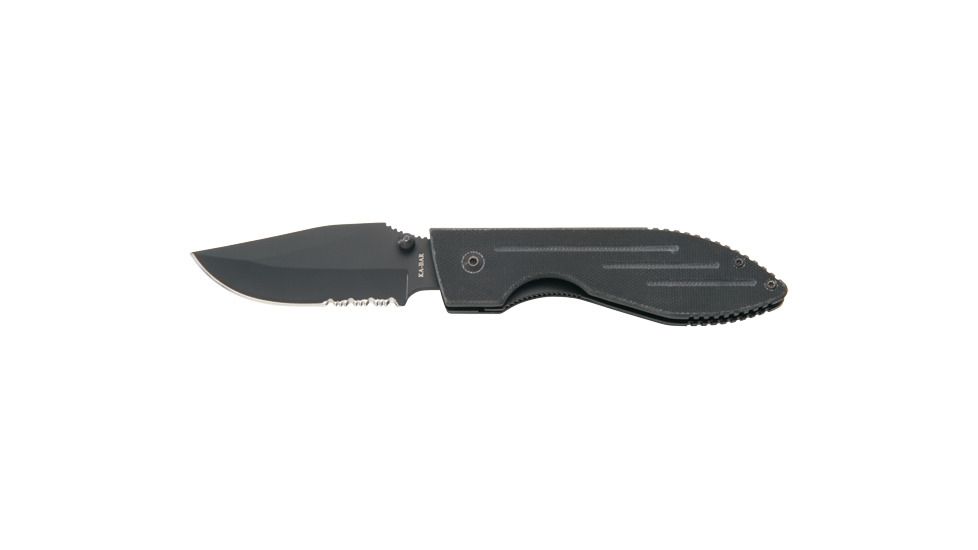 Ka Bar Knives Kb3073 Comboedge Warthog Folder Ii Black G 10 Handle Black Blade