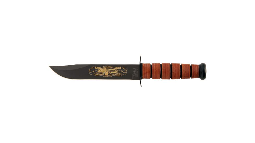 Ka Bar Knives Kb9108 Pearl Harbor Army With Brown Leather Sheath