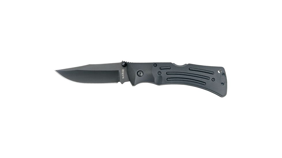 Ka-Bar Knives Mule Folding Straight Edge Knife w/ Polyester Sheath, Black, Clampack 4-3050CP-3