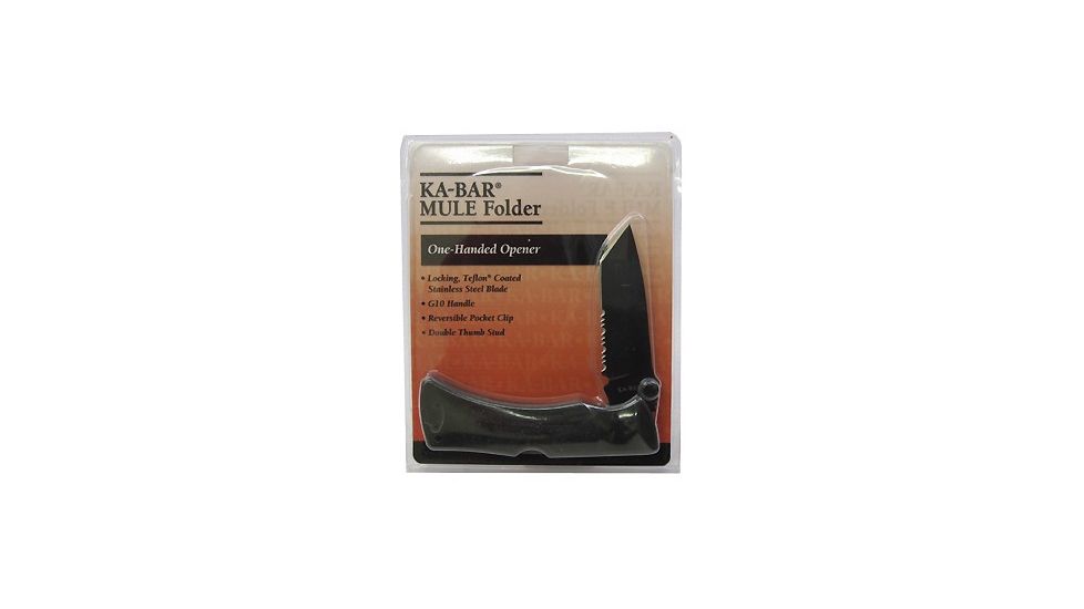 KA-BAR Knives Mule G10 Blck Tanto Ser Fold/Clam 3065CP