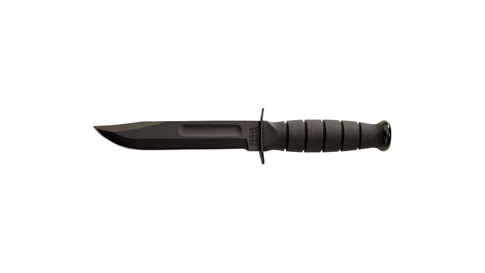 Ka-Bar Knives Short Straight Edge Knife w/ Hard Sheath, Black, Clampack 4-1258CP-5