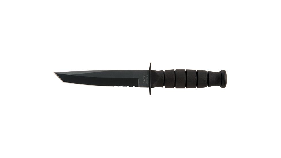 Ka-Bar Knives Short Tanto Serrated Knife w/ Hard Sheath, Black, Clampack, BLACK 4-5055CP-6