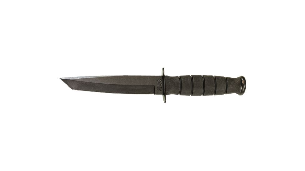 Ka-Bar Knives Short Tanto Straight Edge Knife w/ Leather Sheath, Black, Clampack 4-1254CP-7