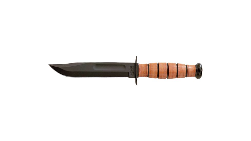 Ka-Bar Knives Short USMC Straight Edge Knife w/ Leather Sheath, Clampack 4-1250CP-9