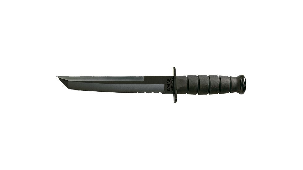 Ka-Bar Knives Tanto Serrated Edge Knife w/ Hard Sheath, Black, Clampack 4-1245CP-5