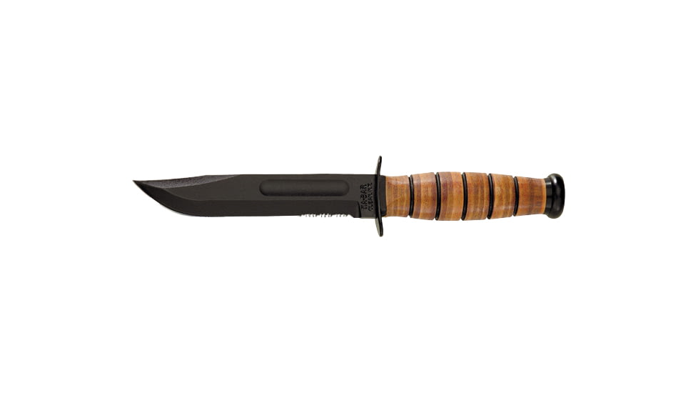 Ka-Bar Knives Utility Serrated Knife w/ Leather Sheath, USMC, Clampack 4-1218CP-9