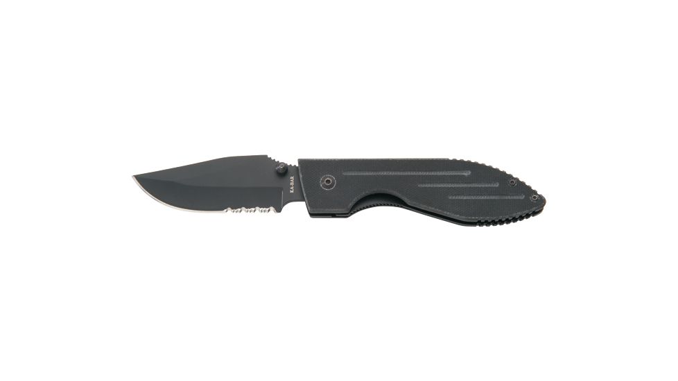 Ka-Bar Knives Warthog II Folding Serrated Knife w/ Pocket Clip, Clampack, BLACK 4-3073CP-2