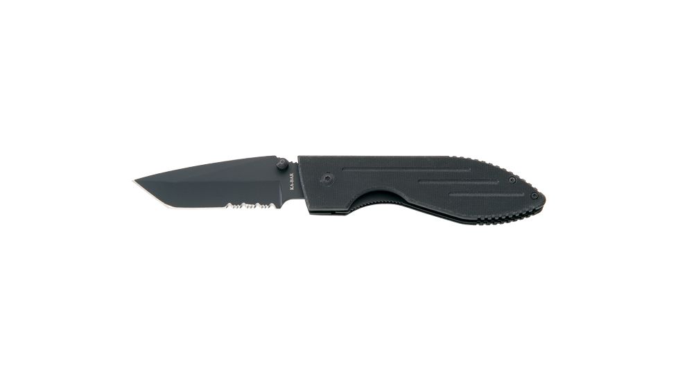 Ka-Bar Knives Warthog Tanto Folding Serrated Knife w/ Pocket Clip, Clampack, BLACK 4-3075CP-6