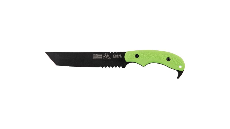 Ka-Bar Knives ZK Famine Tanto Serrated Knife w/ Nylon Sheath, Clampack, GREEN 4-5700CP-5