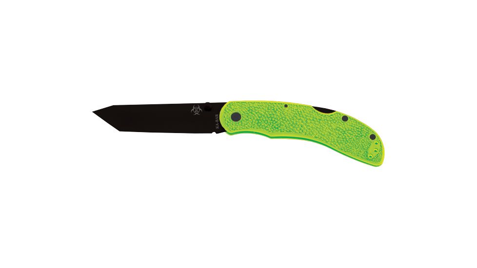 Ka-Bar Knives ZK Kharon Tanto Folding Straight Edge Knife w/ Pocket Clip, Clampack, GREEN 4-5698CP-5
