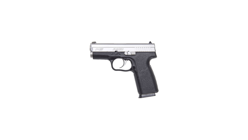 Kahr P45 Pistol, .45 ACP, 3.54in barrel, black polymer frame, textured polymer grip, recoil operated semi-automatic, white bar-dot combat, 6 round magazine, KA-P45-45-3.54-1-FRRMPG