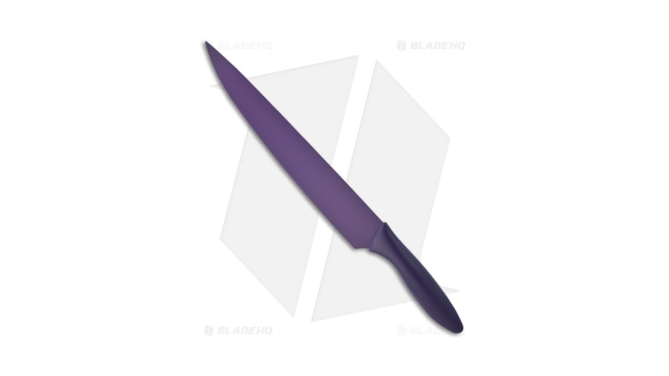 kai housewares Pure Komachi 2 II Slicing Kitchen Knives, 9.00in, High Carbon Steel, Drop Point Blade, Polymer Purple Handle, Gray/Purple, 14.00in, BHQ-18799