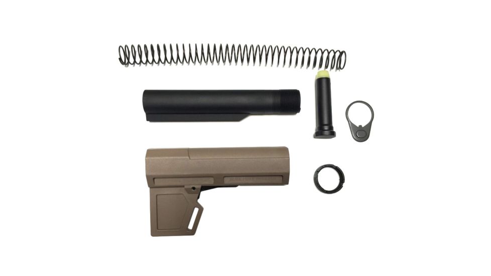 KAK Shockwave 2.0 Package, Pistol Stabilizer Brace/Tube/Buffer/Buffer Spring/Endplate/Castle Nut, FDE SHOCKWAVE-2.0-PACKAGE-FDE