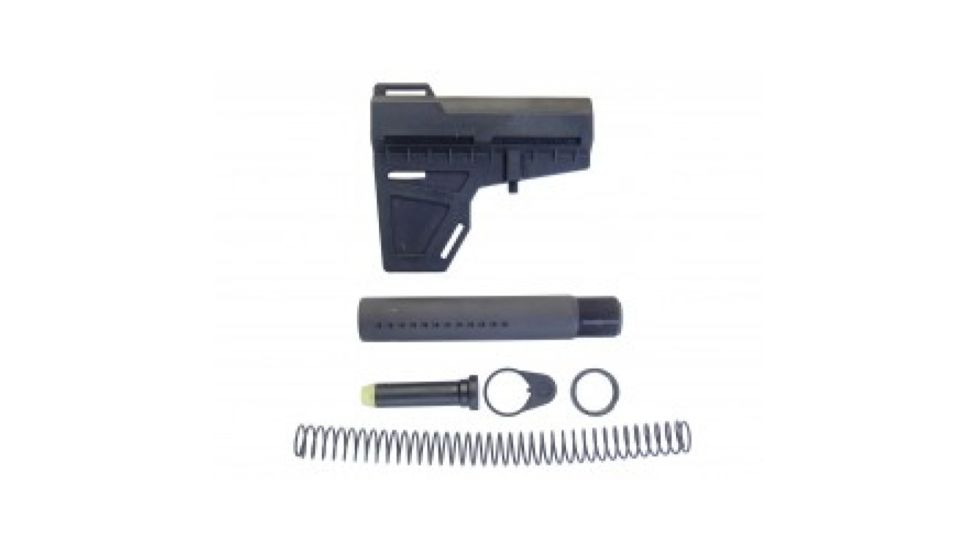 KAK Shockwave Package, Pistol Stabilizer Brace/Tube/Buffer/Buffer Spring/Endplate/Castle Nut, Black SHOCKWAVE-PACKAGE-BLACK