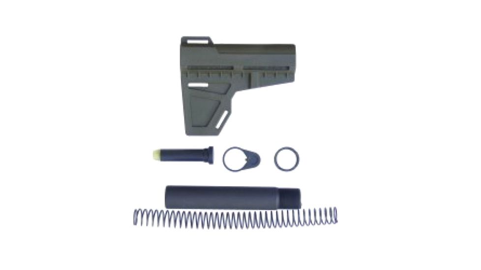 KAK Shockwave Package, Pistol Stabilizer Brace/Tube/Buffer/Buffer Spring/Endplate/Castle Nut, OD Green SHOCKWAVE-PACKAGE-GREEN