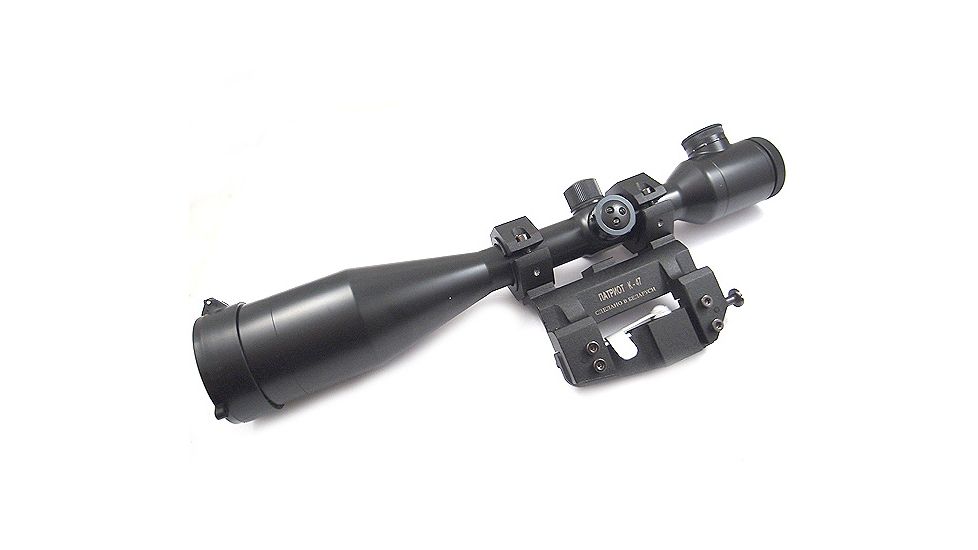 Kalinka Optics KOM 12x50, Illuminated 1000m Rifle Scope, Side Parallax, 47mm Universal SVD Mount, Black, GSKOM1250LP47