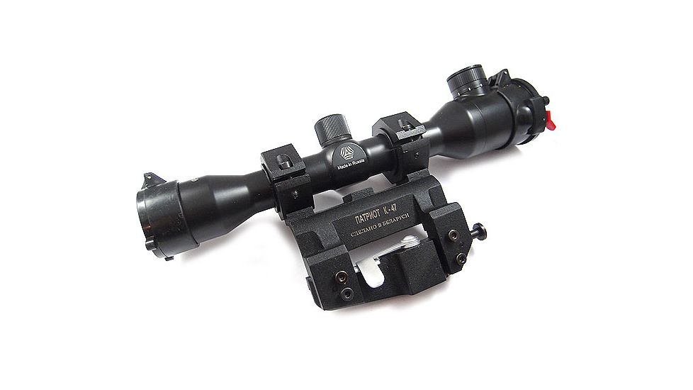 Kalinka Optics KOM 4x32 Illuminated Modern 1000m Reticle Rifle Scope w/ Focus, 47mm Universal SVD Mount, Black, GSKOM432MLC47