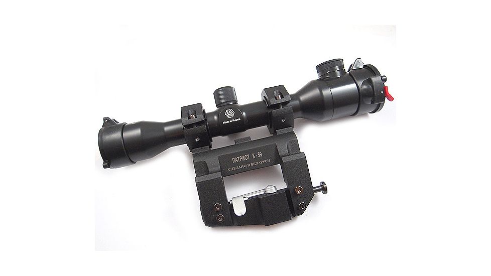 Kalinka Optics KOM 4x32 Illuminated Modern 1000m Reticle Rifle Scope w/ Focus, 59mm Universal AK and SVD Mount, Black, GSKOM432MLC59