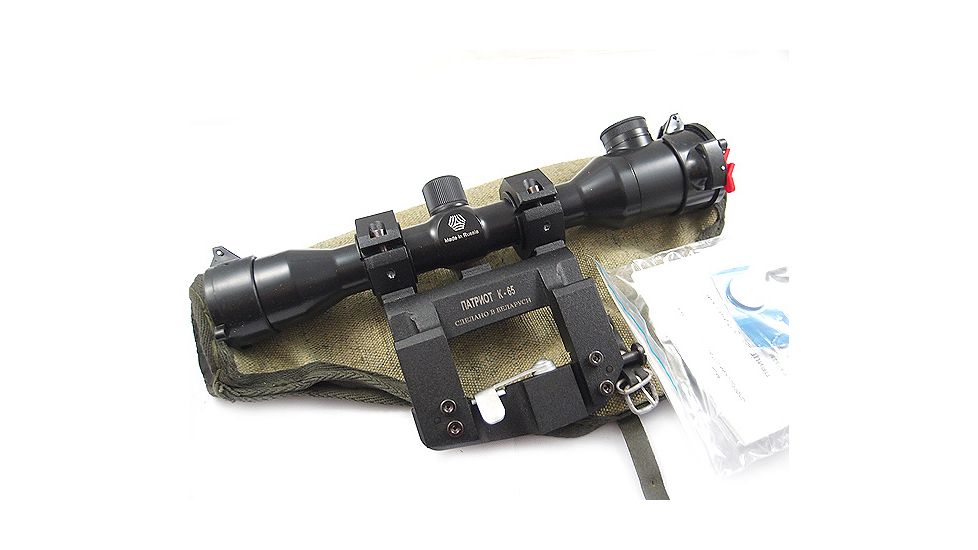 Kalinka Optics KOM 4x32 Illuminated Modern 1000m Reticle Rifle Scope w/ Focus, 65mm Universal AK and SVD Mount, Black, GSKOM432MLC65