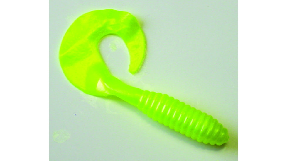 Kalins Fishing Kalin Lunker Grub, 3in, Chartreuse Pearl, 10/Pack, 3G10-545