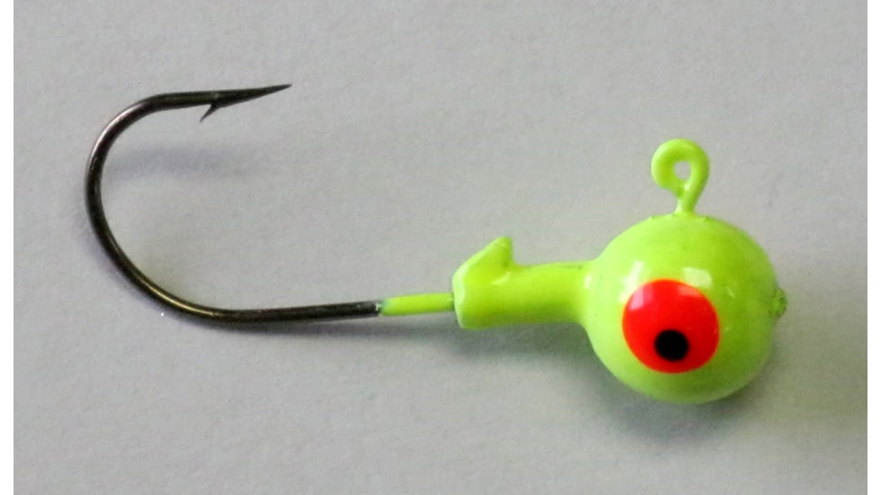 Kalins Fishing Kalin Roundhead Jig, 3/8oz, 2/0 Hook, Chartreuse, 8/Pack, RH38-3