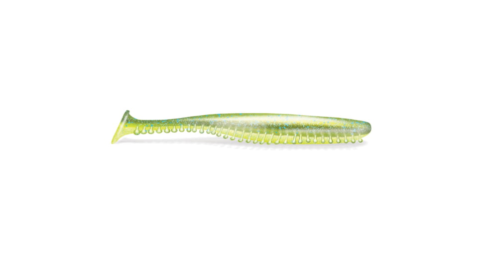 Kalins Fishing Kalin Tickle Tail SwimBait, 4.8in, Electric Blue/Chartreuse Tail, 8 Pack, 48TT8-305