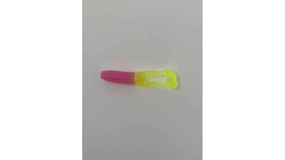 Kalin's Fishing Kalin Triple Threat Crappie Scrub TwinTail Soft Bait, 4, 1.75in, Bubble Gum/Chartreuse, TSC10-997