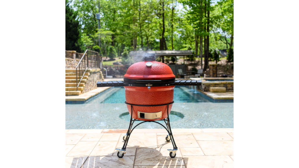 Kamado Joe Big Joe II 24 inch Charcoal Grill, Ceramic, Red, Large, BJ24RHC