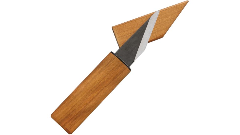 Kanetsune Kiridashi Knife Fixed Blade Knife, 2.75in, Carbon Steel, Cherry, Wood Handle KB612