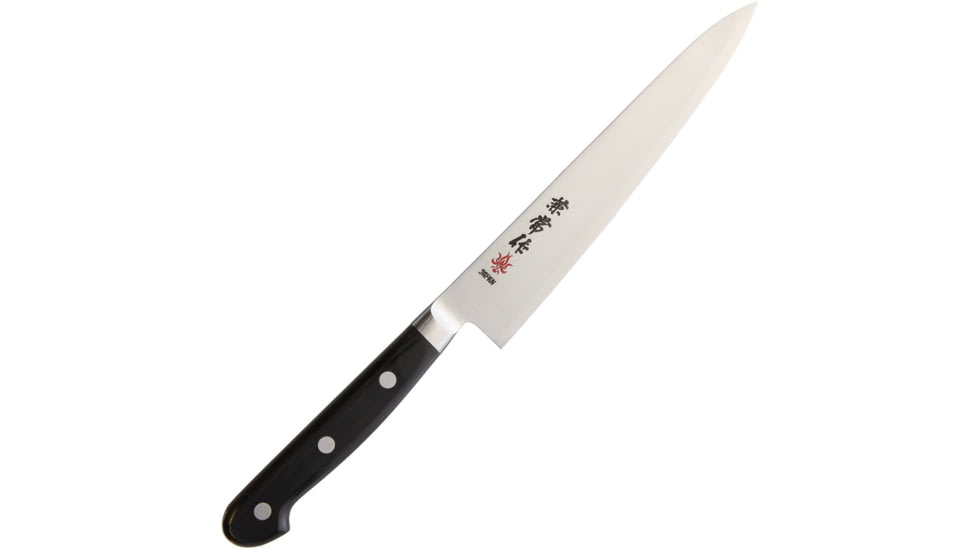 Kanetsune Petty Knife, 6 blue steel blade, Black smooth wood handle, KC-124