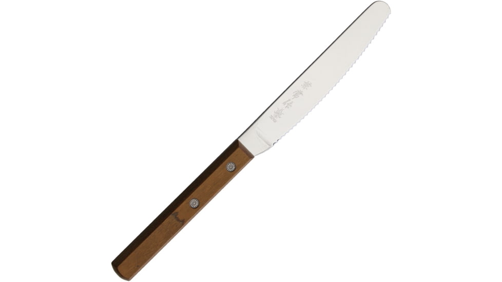 Kanetsune Spread Knife Kitchen Knives, 8.75in Overall, 4.5in Satin Serrated Aus-8 SS Blade, Kebony Maple Handle, KC-343