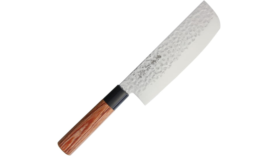 Kanetsune Usubagata 165mm Kitchen Knives, 11.75in Overall, 6.88in Hammered Finish Dsr-1K6 Hc SS Blade, Wood Handle, Plastic Guard, KC-953