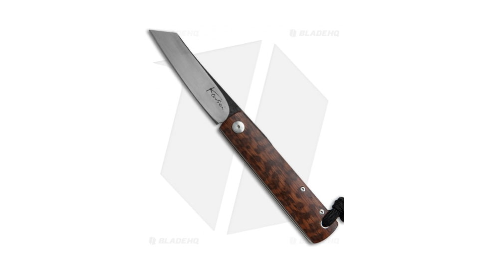 Kansei Matsuno F011 Small Friction Folding Knife, 2.625in, D2, Wharncliffe Blade, Wood, Wood Handle, Wood/Gray, 5.875 inch, BHQ-68361