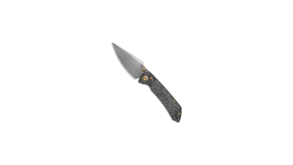 Kansept Kansept Fenrir Crossbar Lock Knife Shred Carbon Fiber 3.5" Damascus, Black, Damascus, adult, BHQ-221156