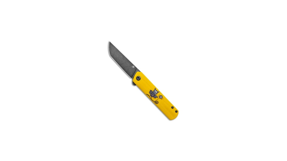 Kansept Kansept Knives Foosa Slip Joint Knife Yellow G-10 w/ Bat/Spider 3" Black SW, Yellow, 154CM, adult, BHQ-138083