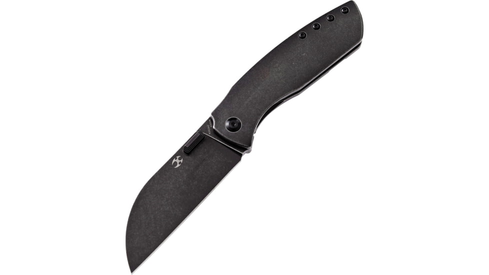 Kansept Knives Convict Framelock Black Folding Knife, 3.25 black stonewash finish S35VN stainless blade, Black stonewash finish titanium handle, K1023A2