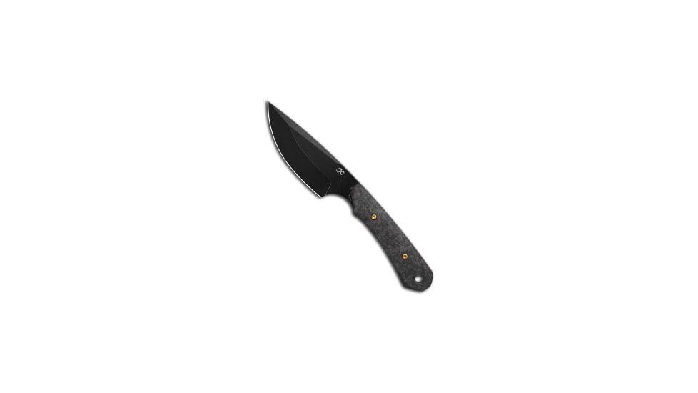 Kansept Knives Flank Fixed Blade Knife, 3.62in, D2, Drop Point Blade, Carbon Fiber, Black Handle, Black/Black, 7.25 inch, BHQ-223420