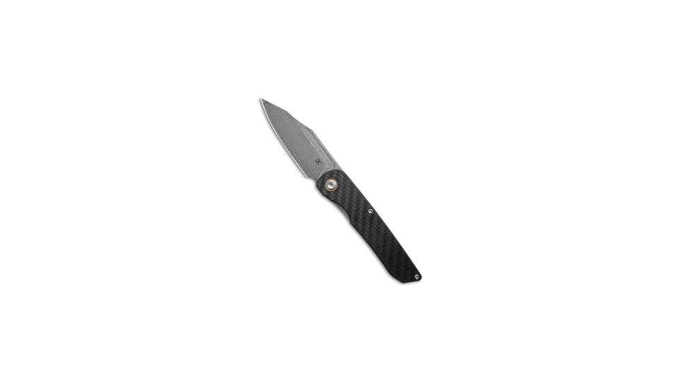 Kansept Knives Kansept Nettle Frame Lock Knife Twill Carbon Fiber &amp; G10 3.2" Damascus, Black, Damascus, adult, BHQ-230055