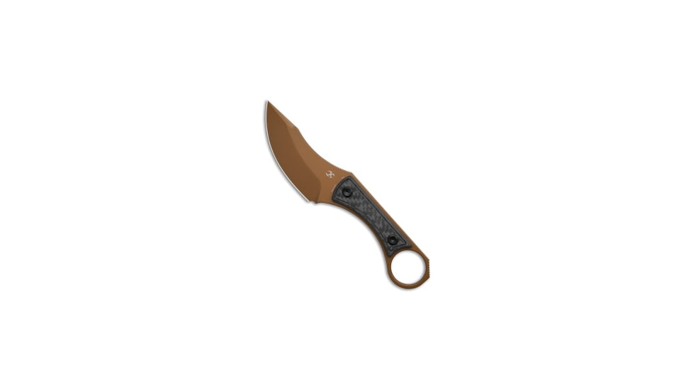 Kansept Knives Niko Fixed Blade Knife, 3.54in, D2, Clip Point Blade, Carbon Fiber, Black Handle, Black/Gold, 7.30 inch, BHQ-223426