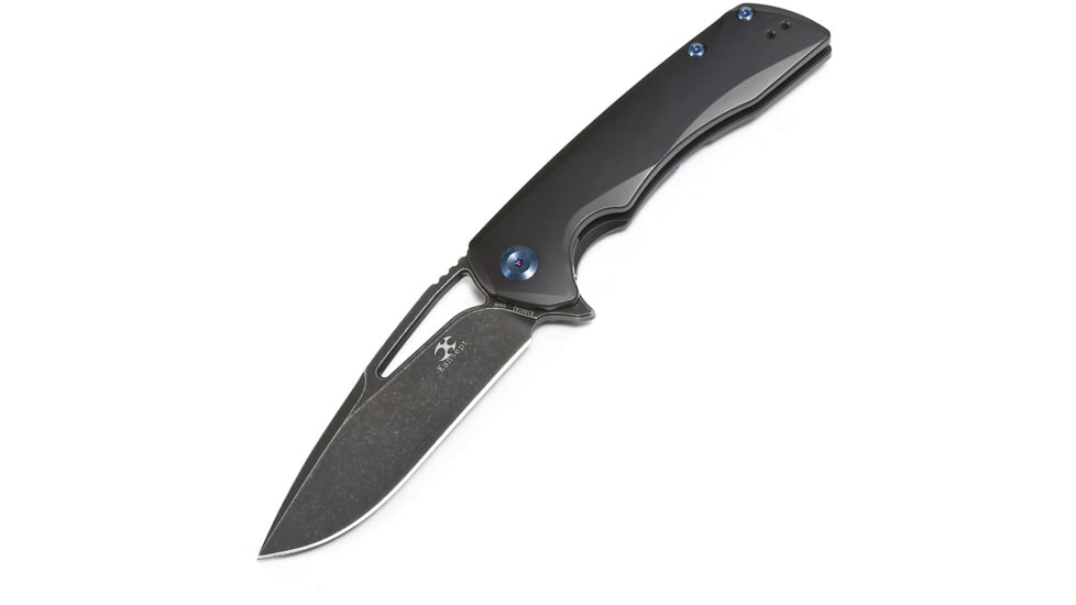 Kansept Knives Kryo Framelock Folding Knife, Black finish titanium handle, K1001A2