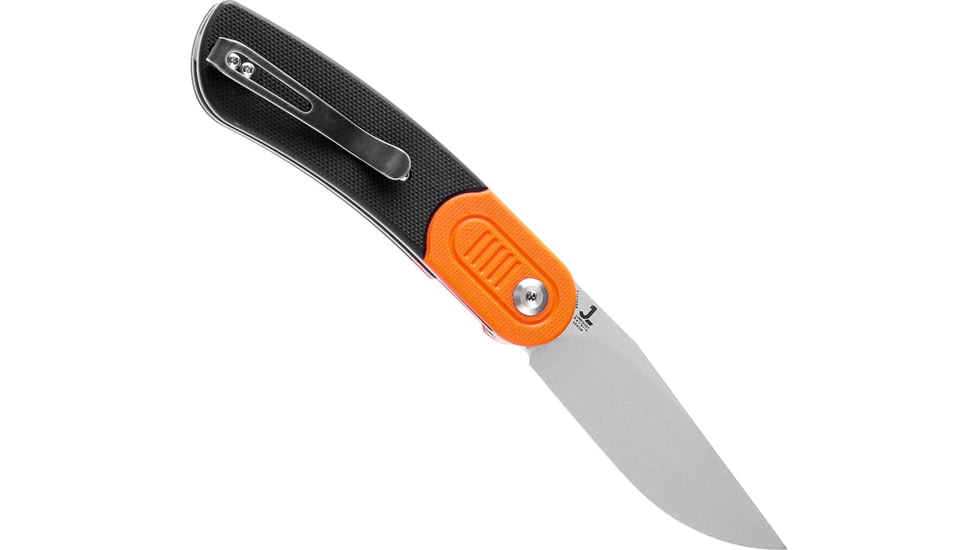 Kansept Knives Reverie Black/Orange Folding Knife, 4in Closed, 3in Stonewash 154CM SS Blade, Black/Orange G10 Handle, Black Nylon Pouch, T2025B8