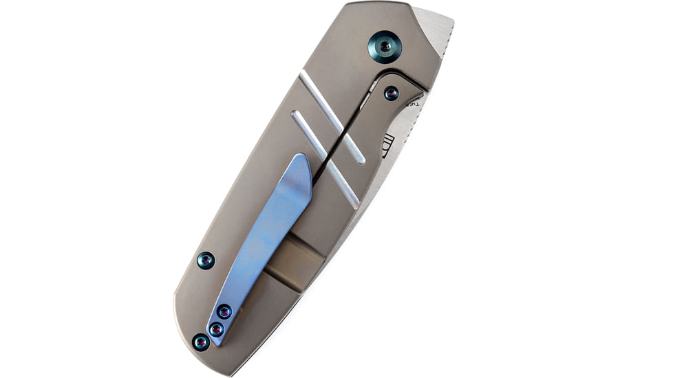 Kansept Knives Turaco Bronze Folding Knife, 3.88in Closed, 2.88in Satin CPM S35VN SS Blade, Bronze Anodized Titanium Handle, Black Nylon Pouch, K2049A3