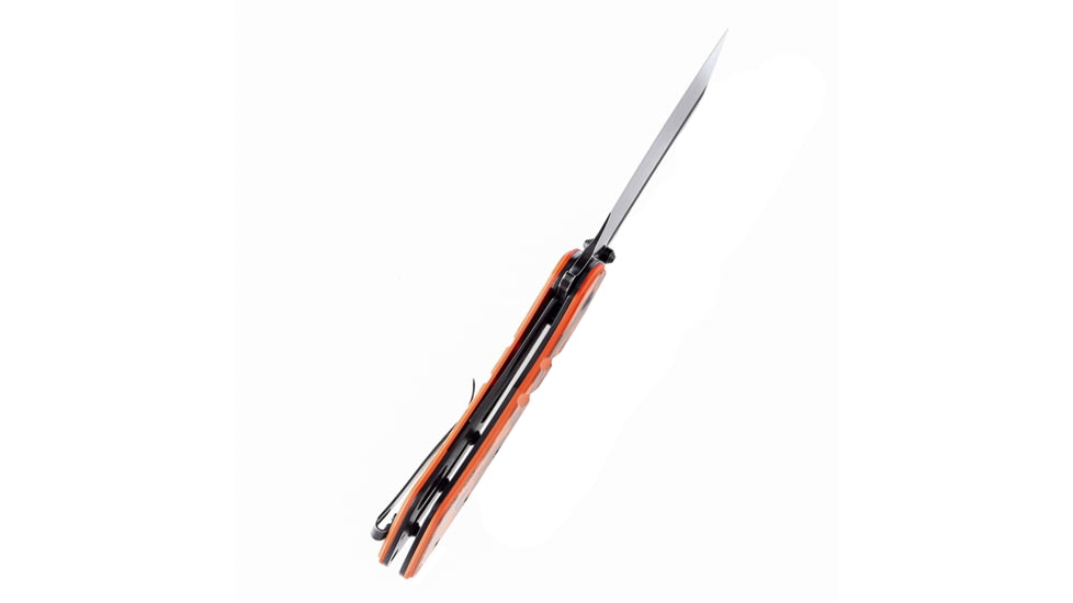 Kansept Knives XL Korvid Orange Camo Folding Knife, 5.25in Closed, 3.5in Black Stonewash 154CM SS Blade, Orange Digital Camo Print G10 Handle, Black Nylon Pouch, T1030B3