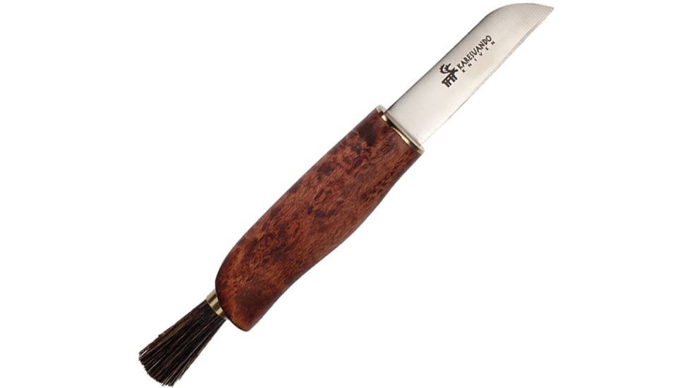 Karesuando Zwampe Mushroom Knife Brown, 2.75 satin finish 5Cr13MoV stainless sheepsfoot b, Oiled curly Birch handle, 3701-20