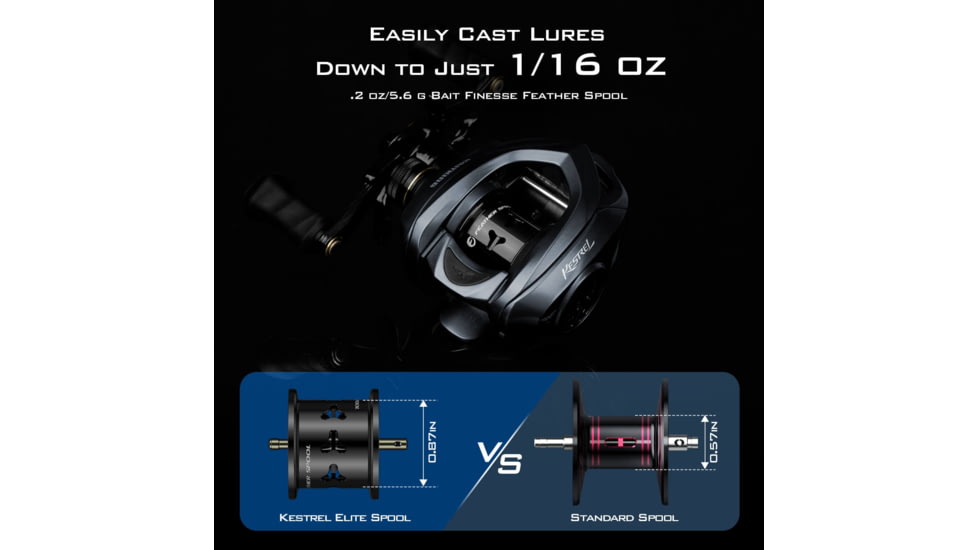 Kast King Kestrel Elite Magnesium Frame BFS Finesse Baitcasting Reel, Left, KKRLCSTKSEBFS84LSCG